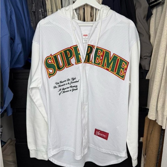 Supreme Mesh Hooded L/S Baseball Jersey - Picture 1 of 6